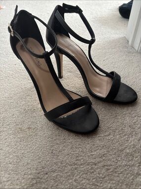 Call It Spring Black T-Strap Stiletto Sandals